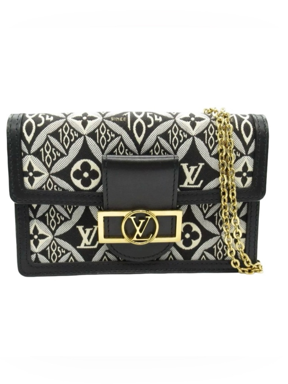 Louis Vuitton 1854 Dauphine Chain Wallet /Bag Black Ivory Jacquard LV Crossbody - Picture 3 of 17